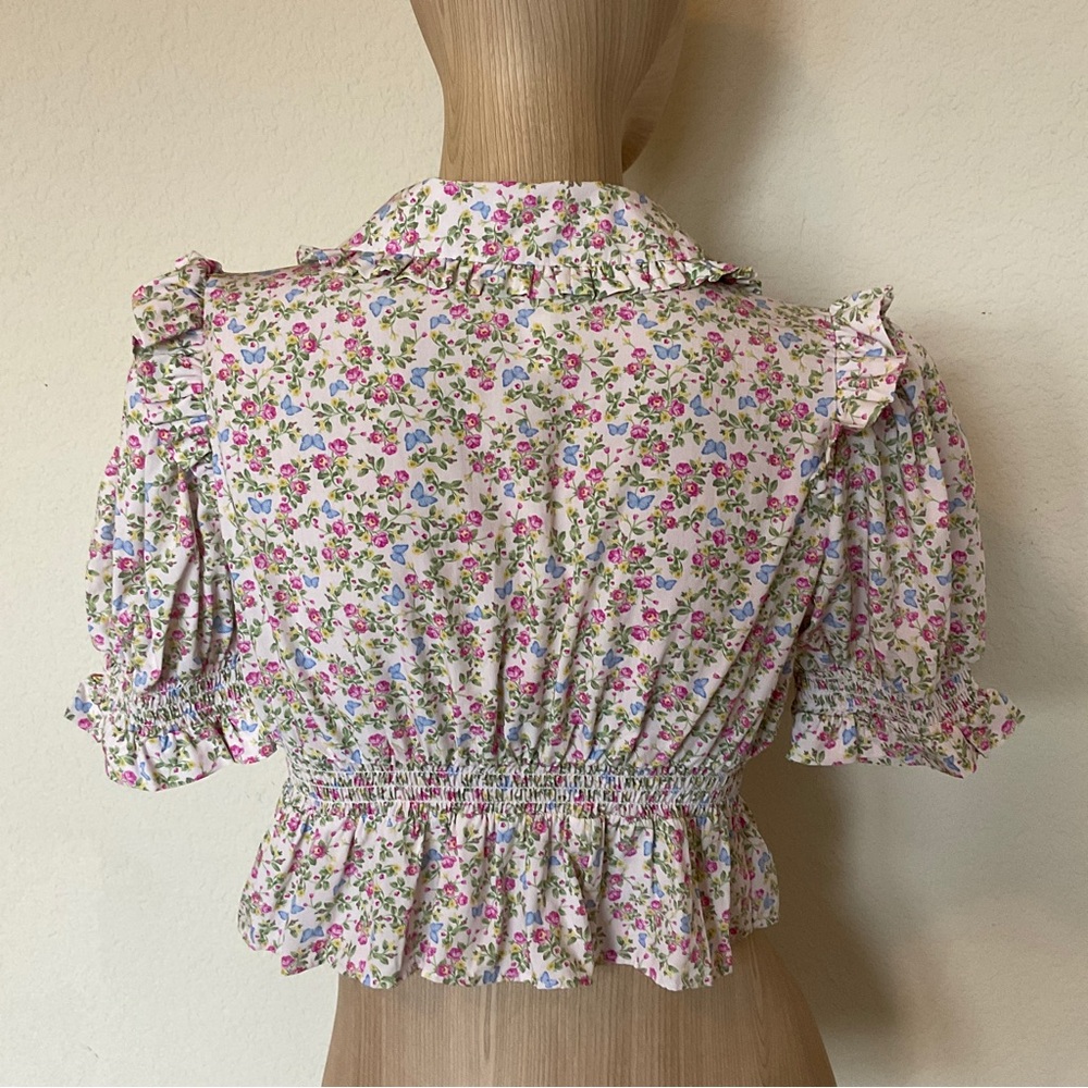 For Love & Lemons x VS LIKE NEW Baby Butterflies Sleep Crop Top Cottagecore XS - Picture 7 of 16